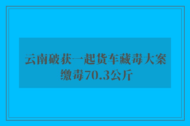 云南破获一起货车藏毒大案 缴毒70.3公斤