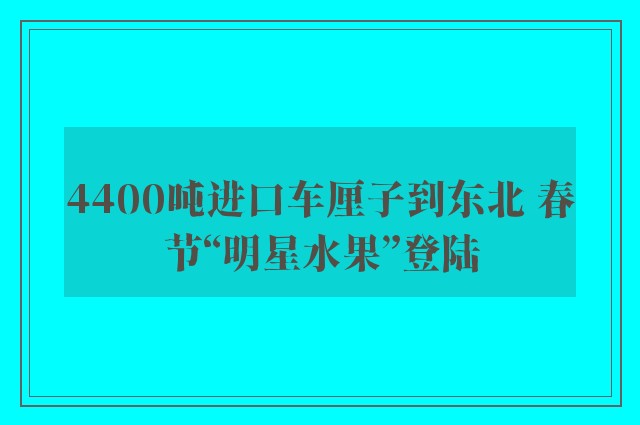 4400吨进口车厘子到东北 春节“明星水果”登陆